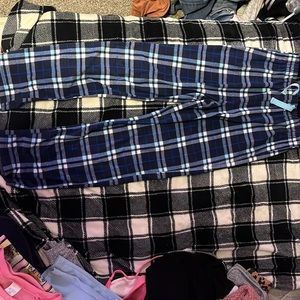 Blue plaid pj pants